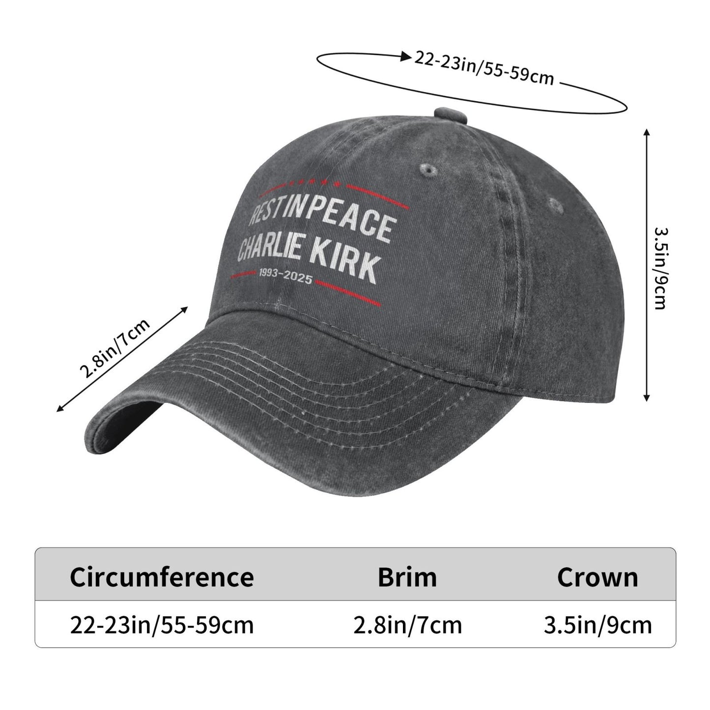 Rest In Peace Charlie Kirk 1993-2025 Printed unisex baseball cap outdoor hats adjustable cap trucker gift hat
