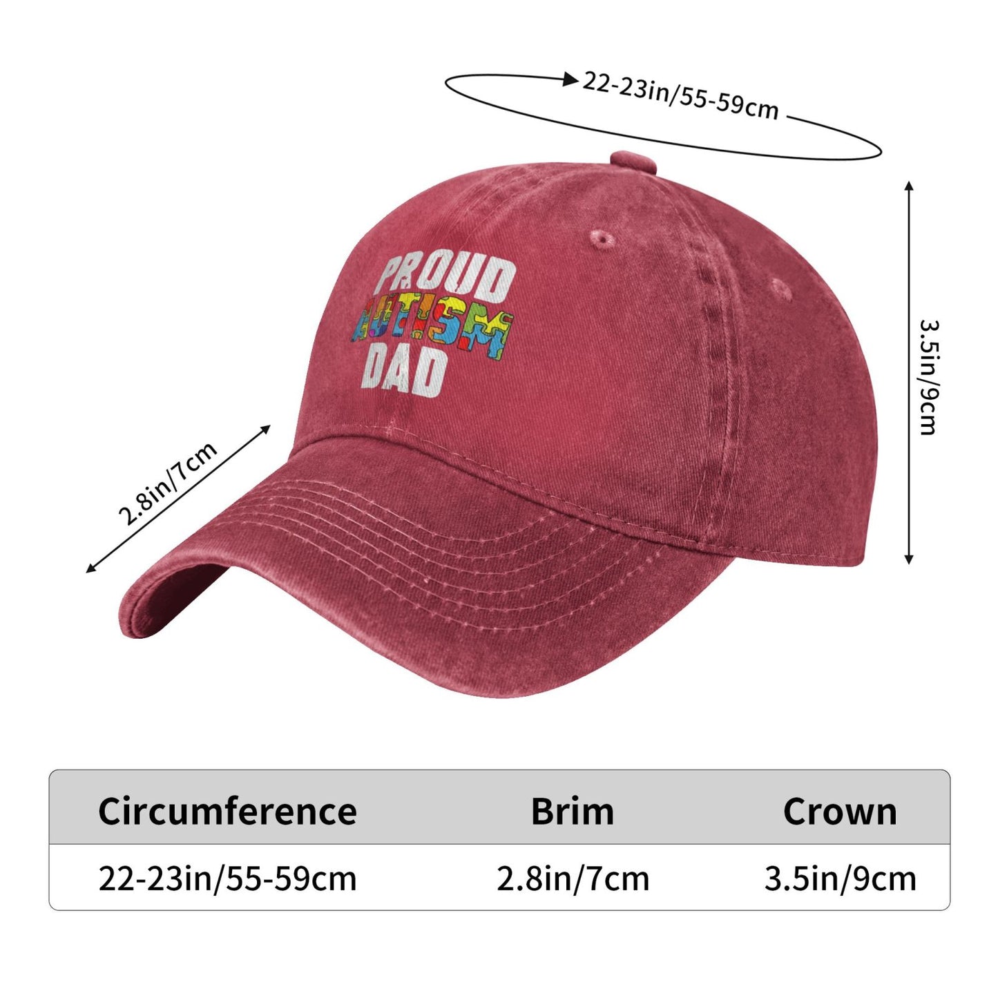 Proud Autism Dad Printed unisex baseball cap adjustable cap outdoor sun hats trucker hat