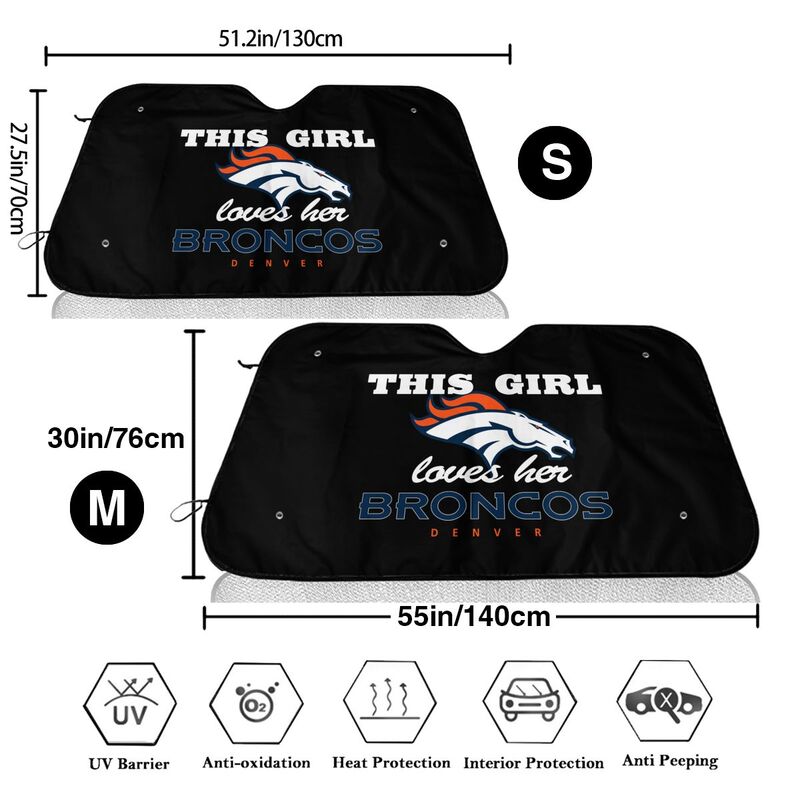 Denver Broncos Printed multi size front windshield sunshade car windshield sunshade