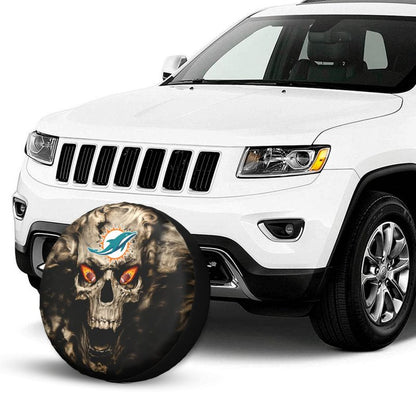 Miami Dolphins print Skull print car tire cover tire dust cover