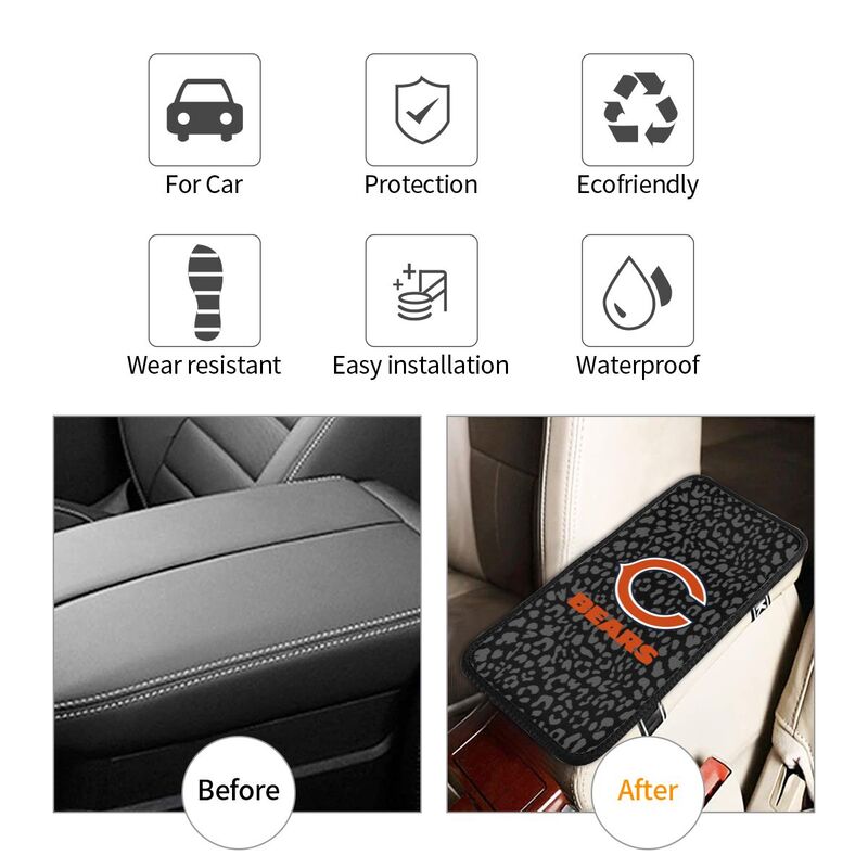 Chicago Bears print Car handrail box cushion Personalized car armrest cover