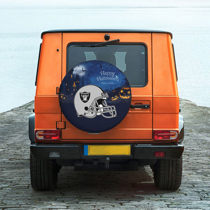 Las Vegas Raiders printed car tire cover Happy Halloween printed tire dust cover