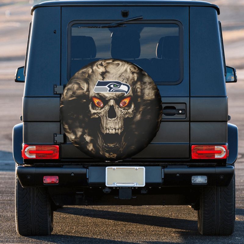 Seattle Seahawks print Skull print car tire cover tire dust cover