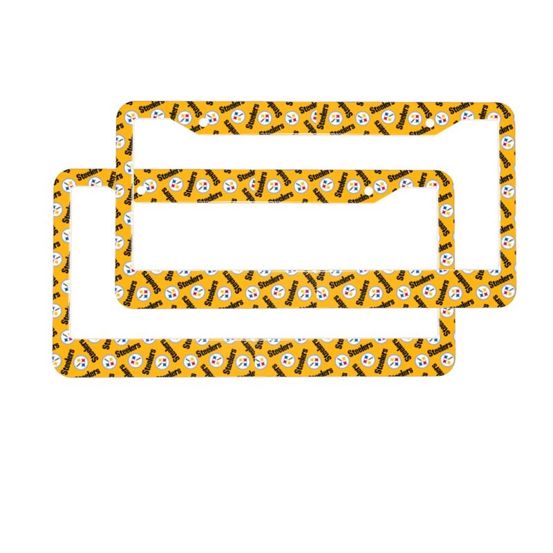 Pittsburgh Steelers Print front rear license plate holder circular hole license plate holder (one pair)