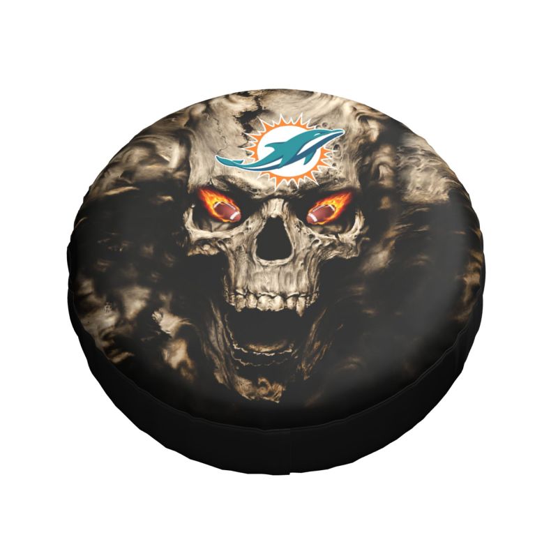Miami Dolphins print Skull print car tire cover tire dust cover