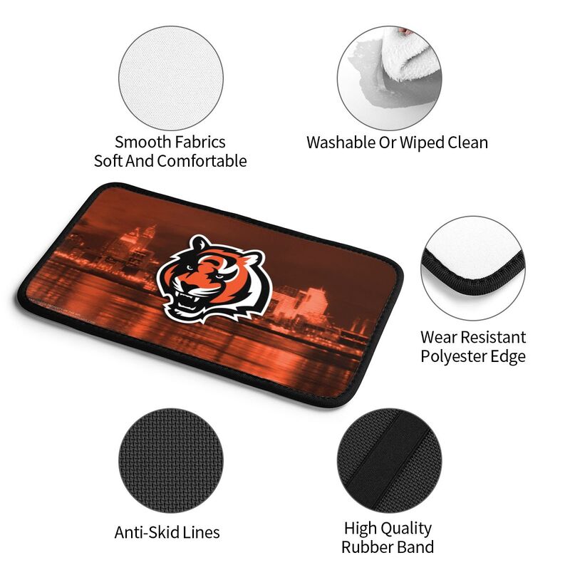 Car armrest box pad Cincinnati Bengals 1 Printed center armrest box pad protective pad