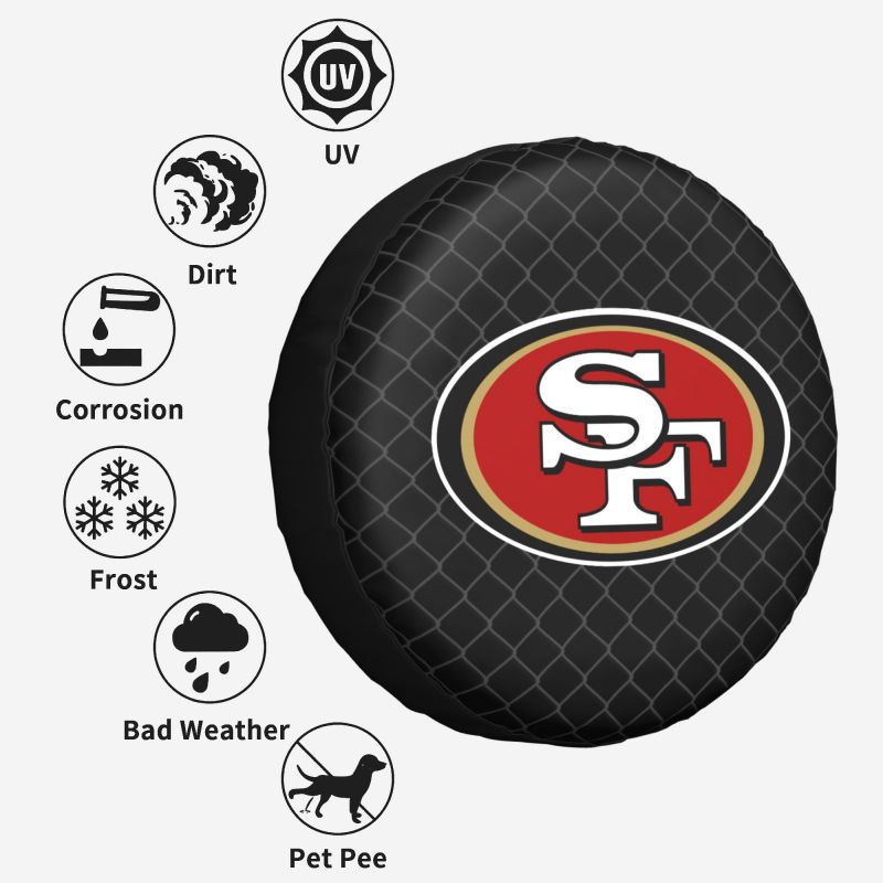 San Francisco 49ers Grid background car tire waterproof dustproof protective cover