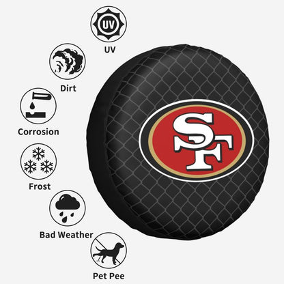 San Francisco 49ers Grid background car tire waterproof dustproof protective cover