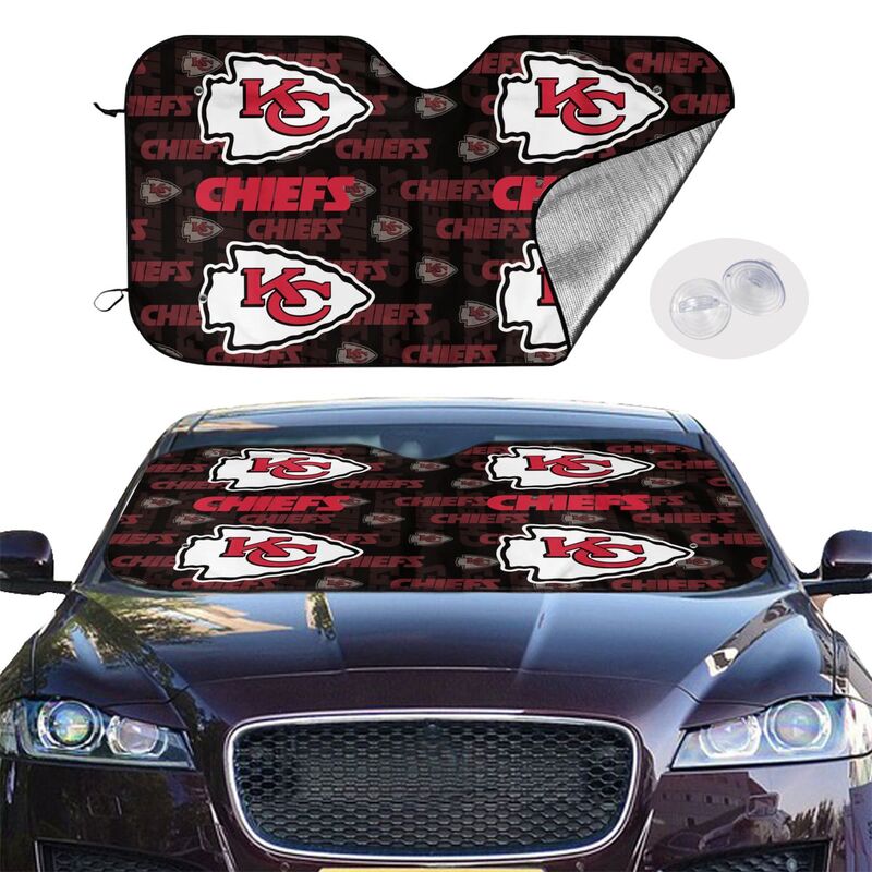 Kansas City Chiefs 2 Print Car windshield sunshades is suitable for front Car windshield sunshades
