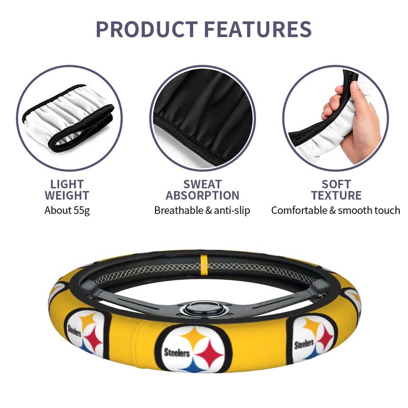 Pittsburgh Steelers 1 Printed breathable elastic steering wheel anti slip cover