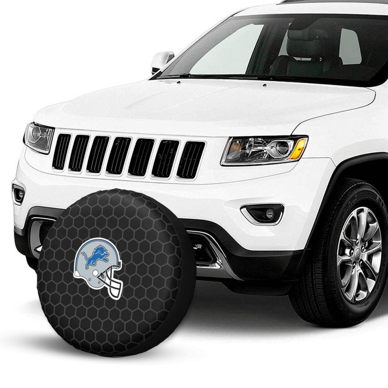 Detroit Lions Grid printed car tire cover dustproof and waterproof tire cover
