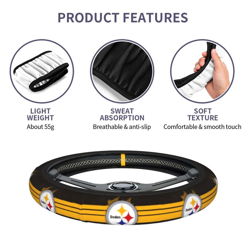 Pittsburgh Steelers 2 Printed breathable anti slip cover elastic steering wheel cover