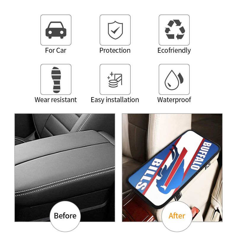 Car armrest box pad Buffalo Bills 1 Printed center armrest box pad protective pad