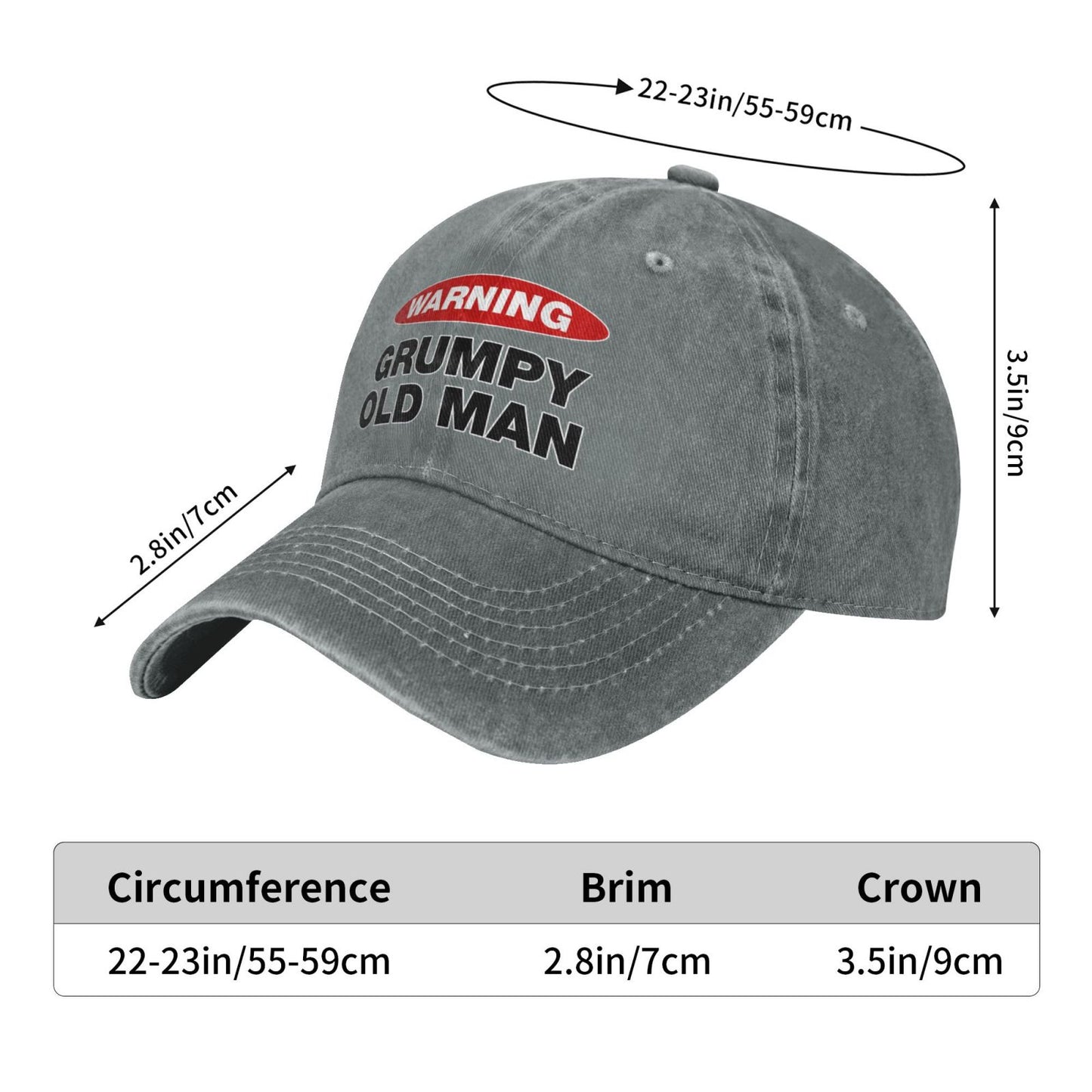 Warning Grumpy Old Man Printed unisex baseball cap adjustable cap outdoor sun hats trucker hat