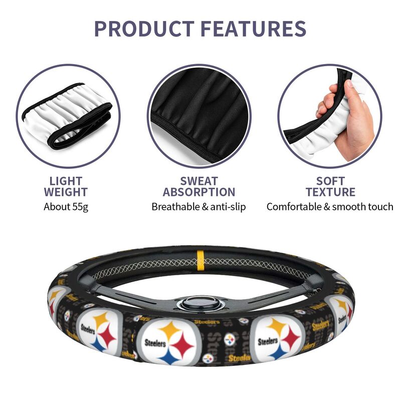 Pittsburgh Steelers 2 Printed breathable elastic steering wheel anti slip cover