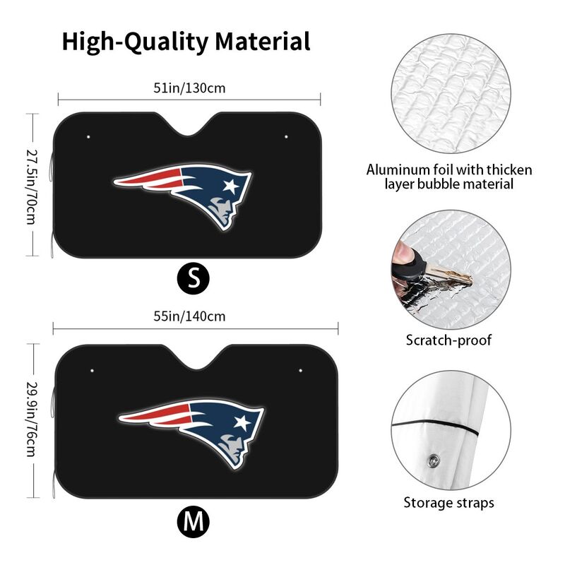 New England Patriots Printed car glass sunshade car front windshield sunshade (stiff version)