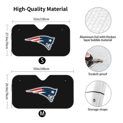 New England Patriots Printed car glass sunshade car front windshield sunshade (stiff version)