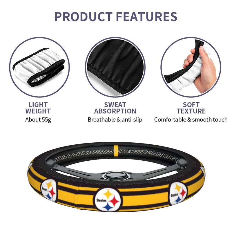 Pittsburgh Steelers 3 Printed breathable elastic steering wheel anti slip cover