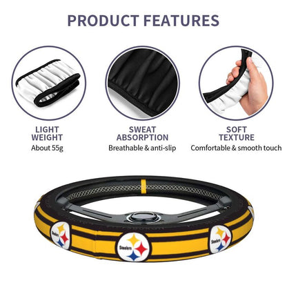 Pittsburgh Steelers 3 Printed breathable elastic steering wheel anti slip cover