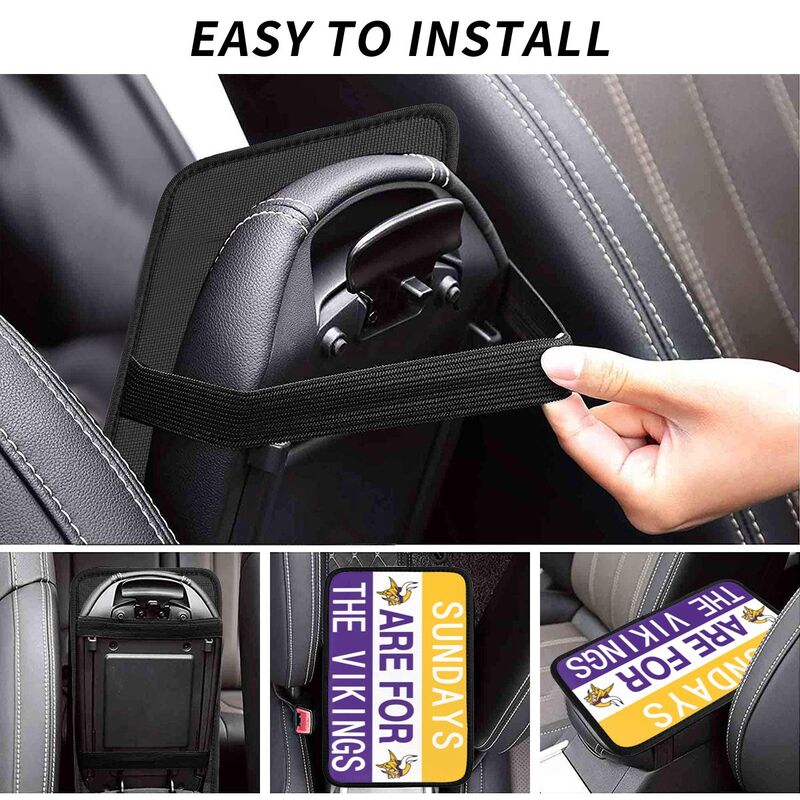 Minnesota Vikings Personalized printed car armrest cover Car handrail box cushion