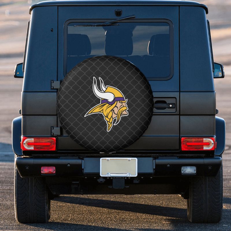 Minnesota VikingsGrid background car tire waterproof dustproof protective cover