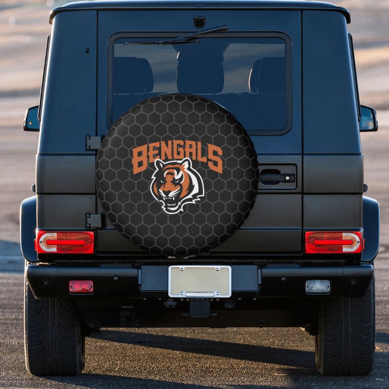 Cincinnati Bengals Grid printed car tire cover dustproof and waterproof tire cover