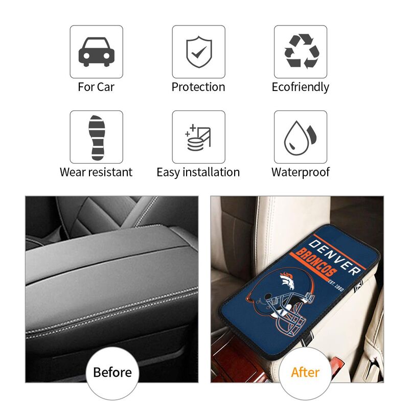 Denver Broncos Print car armrest box cushion armrest protective cover
