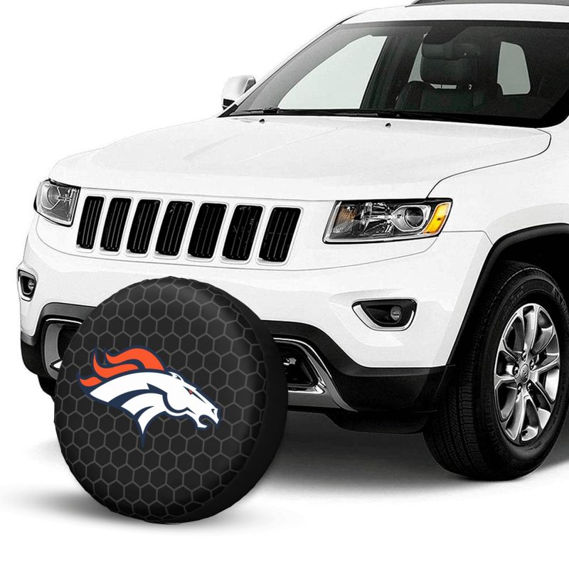 Denver Broncos Grid printed car tire cover dustproof and waterproof tire cover