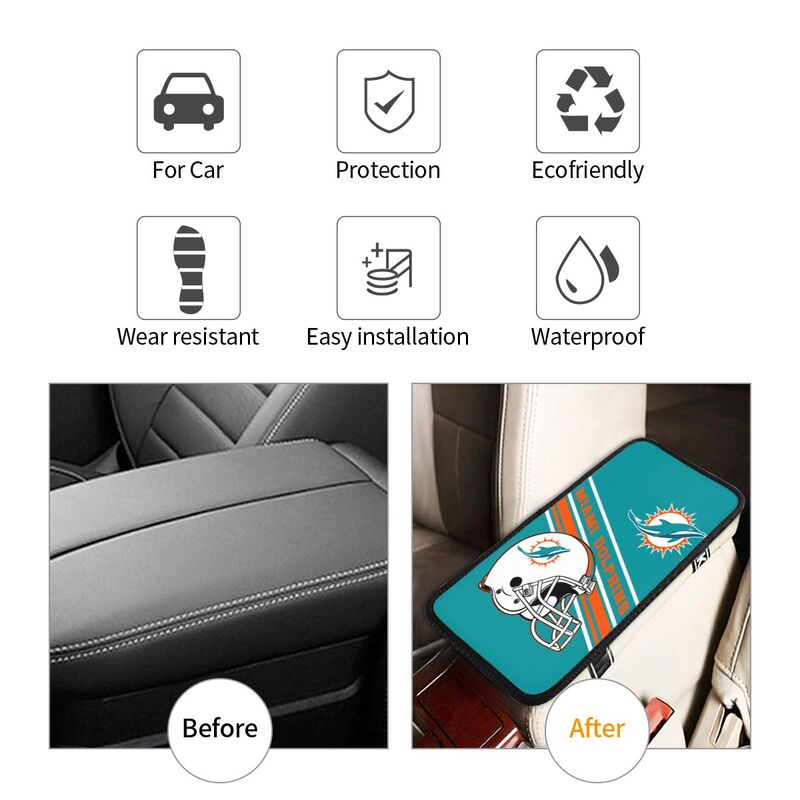 Miami Dolphins Print armrest protective cover car armrest box cushion