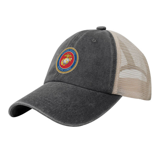 Emblem Of The United States Marine Corps Printed unisex baseball cap adjustable grid baseball cap veteran gift
