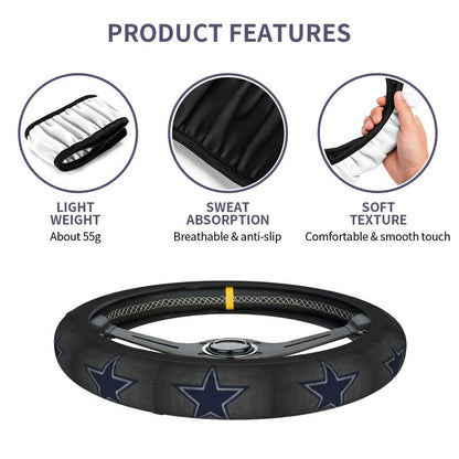 Dallas Cowboys 3 Printed breathable anti slip cover elastic steering wheel cover