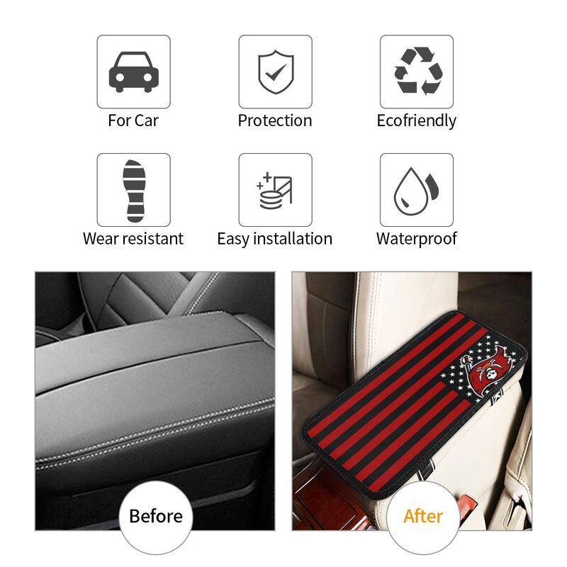 Car armrest box pad Tampa Bay Buccaneers 3 Printed center armrest box pad protective pad