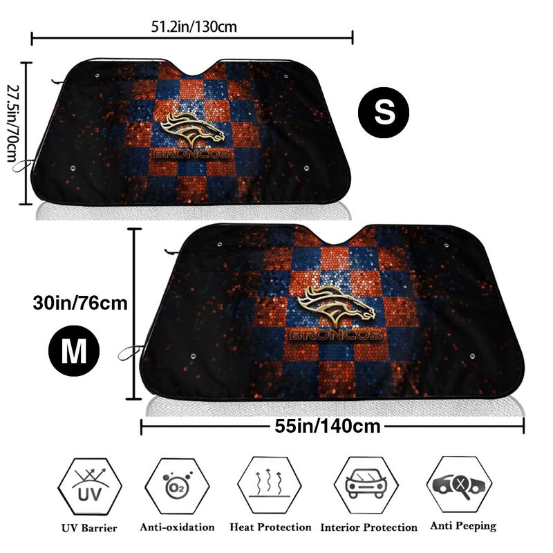Denver Broncos 3 Print Car windshield sunshades suitable for front Car windshield sunshades
