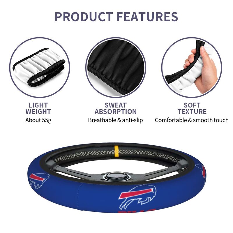 Buffalo Bills Printed elastic steering wheel cover car steering wheel protective cover