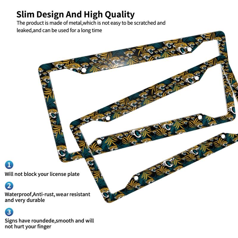 Jacksonville Jaguars Print Car license plate frame four hole license plate holder (one pair)