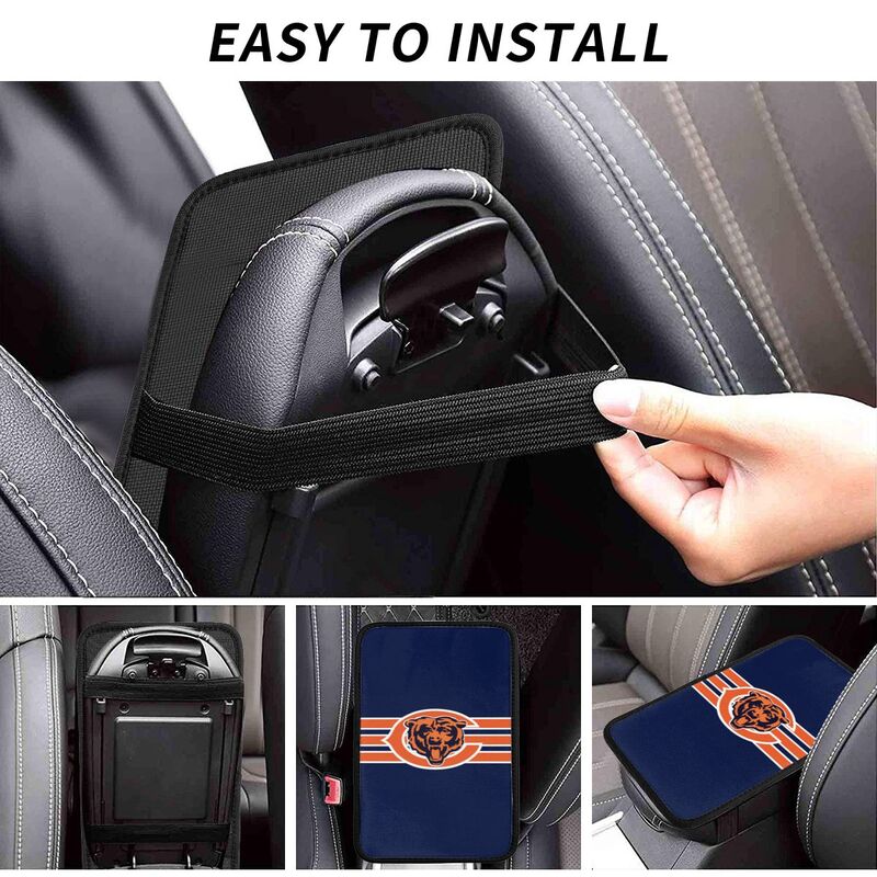Car armrest box pad Chicago Bears 4 Printed central armrest box cushion protective pad