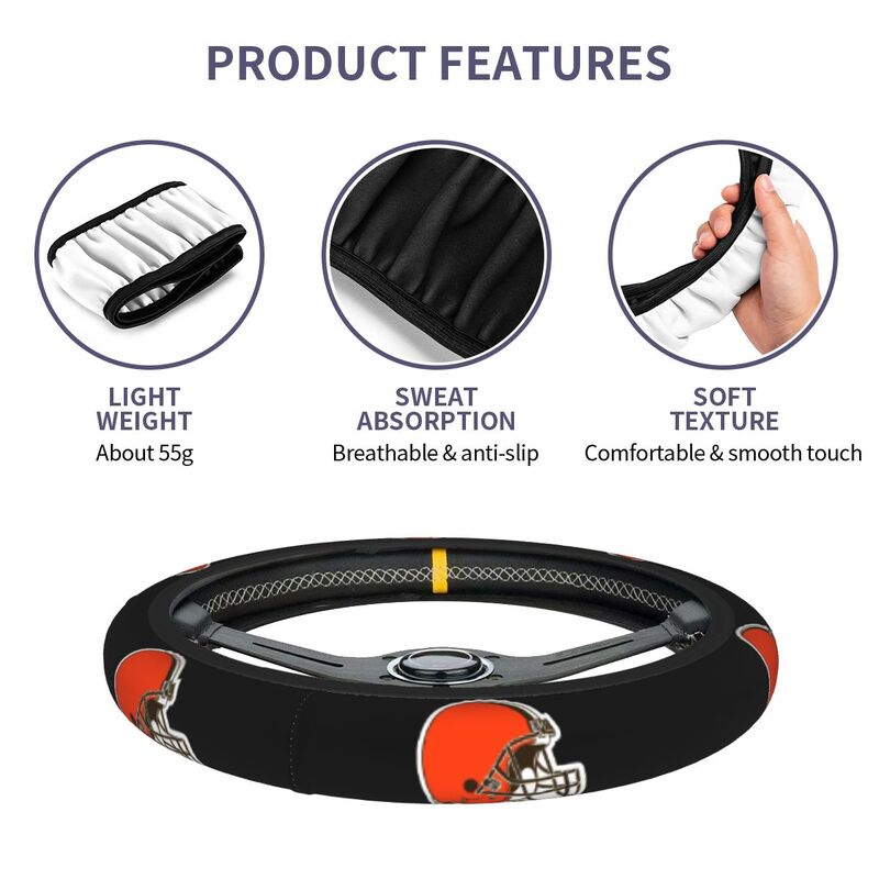 Cleveland Browns Printed car anti-skid cover elastic steering wheel cover