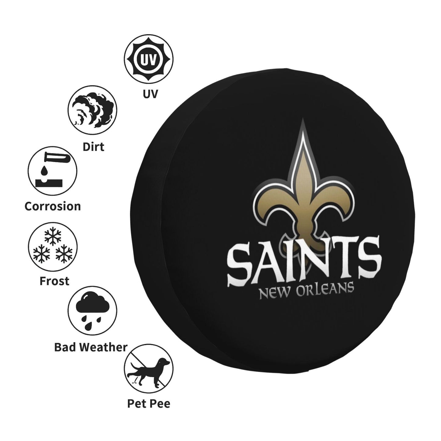 New Orleans Saints Pumpkin Moon Halloween Printed Car Tire Cover Tire Dust Cover