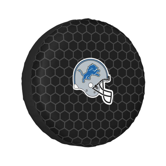 Detroit Lions Grid printed car tire cover dustproof and waterproof tire cover