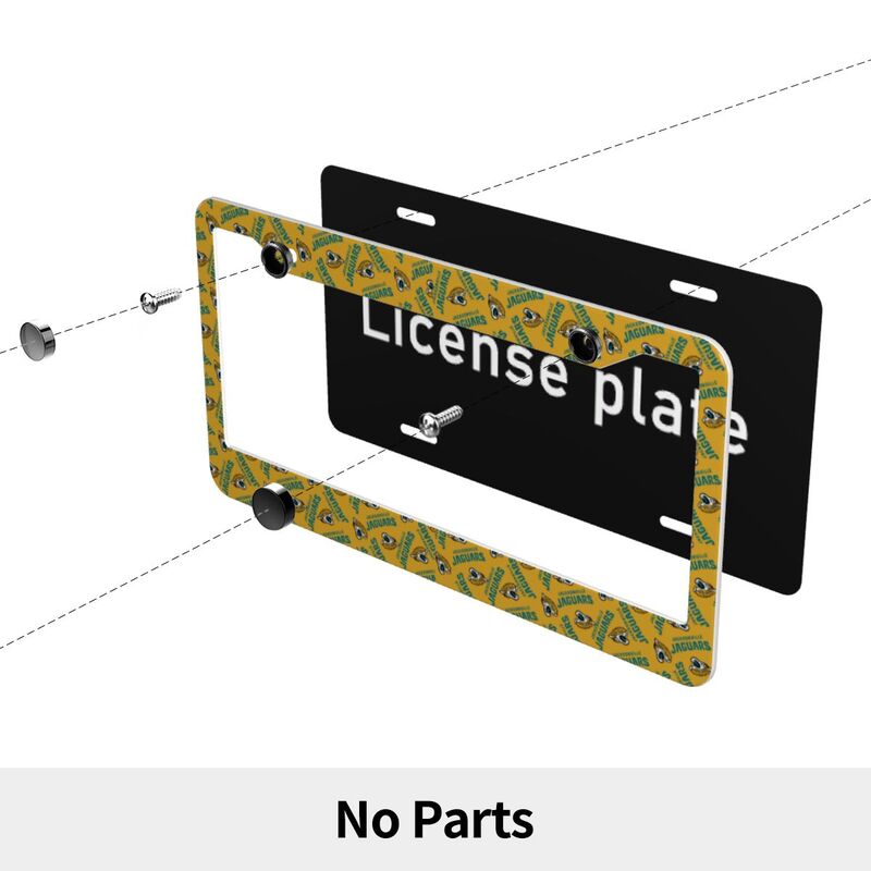 Jacksonville Jaguars Print front rear license plate holder circular hole license plate holder (one pair)