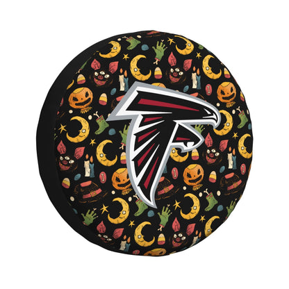 Atlanta Falcons logo Halloween Pumpkin Moon Print Car Tire Cover Tire Dust Cover