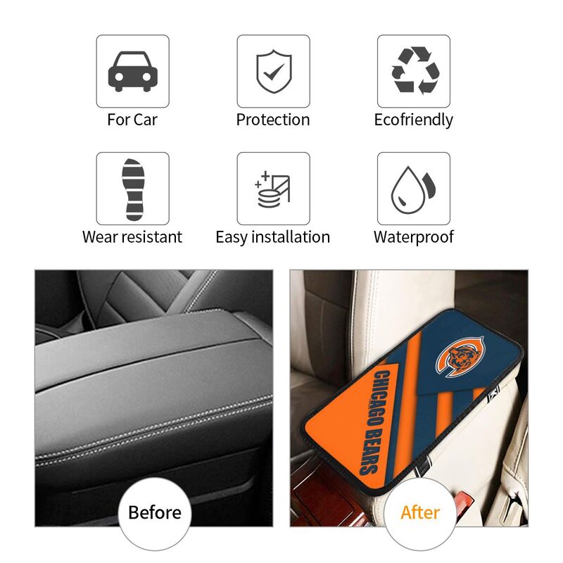 Car armrest box pad Chicago Bears 1 Printed central armrest box cushion protective pad