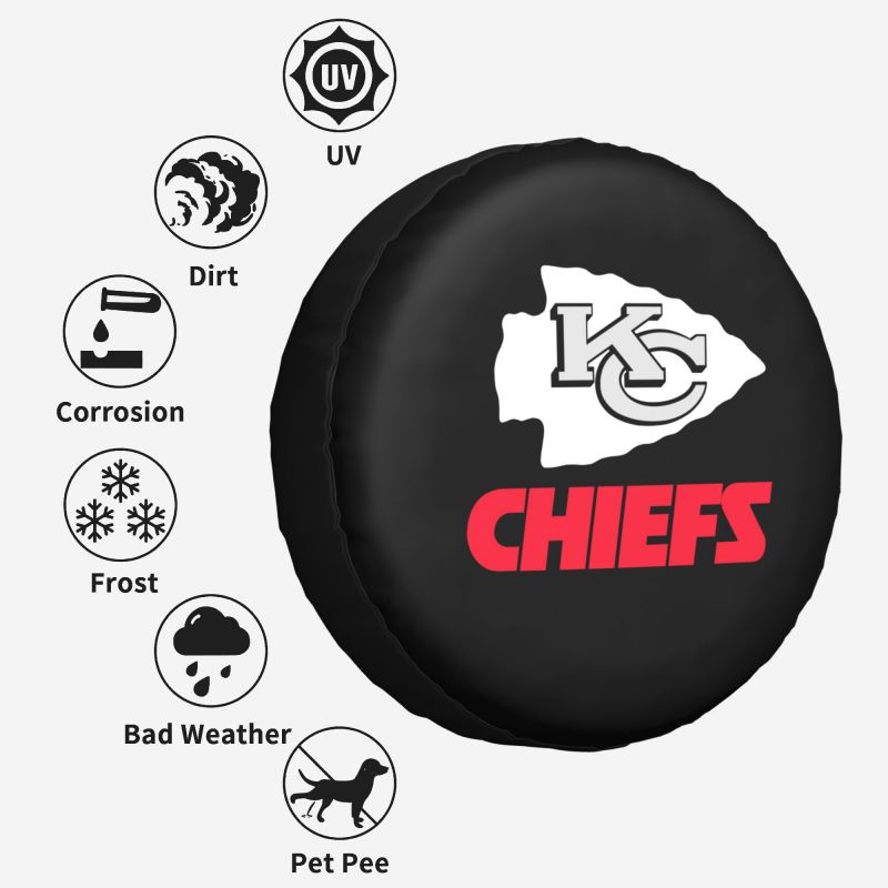 Kansas City Chiefs 2 Car tire protective cover waterproof and dustproof tire cover