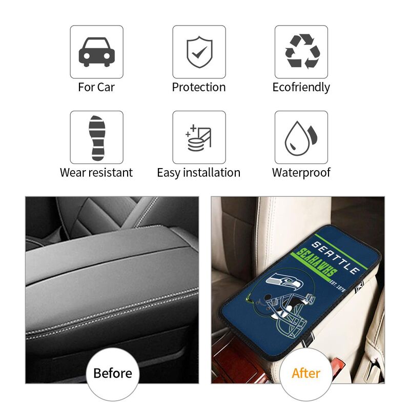 Seattle Seahawks Print car armrest box cushion armrest protective cover