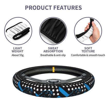Carolina Panthers 2 Printed breathable elastic steering wheel protective cover