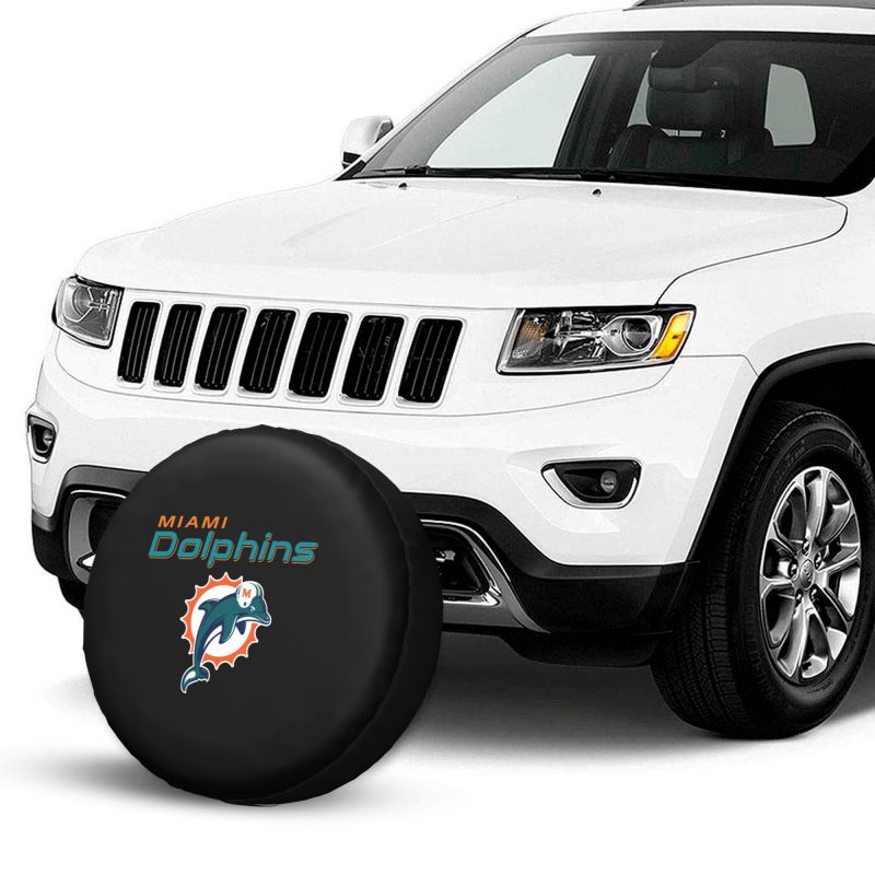 Miami Dolphins 2 Car tire protective cover waterproof and dustproof tire cover
