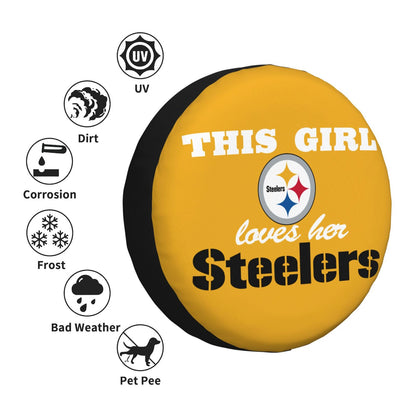 Pittsburgh Steelers Printing wheel dust cover Solid color background car tire cover