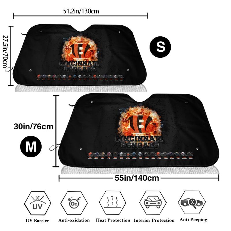 Cincinnati Bengals 2 Printed suitable for front Car windshield sunshades Car windshield sunshades