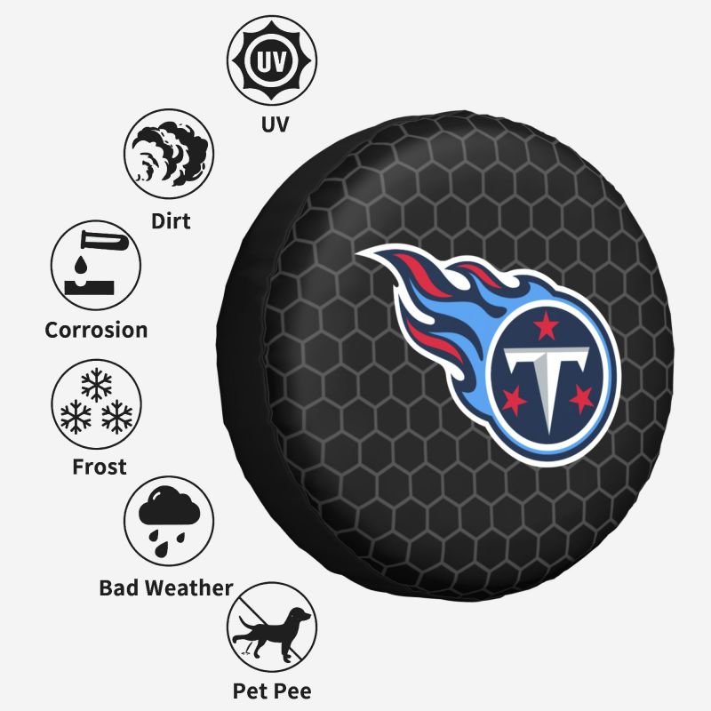 Tennessee Titans Grid printed car tire cover dustproof and waterproof tire cover