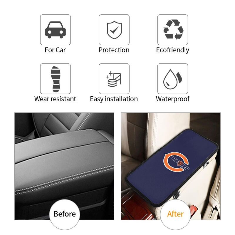 Car armrest box pad Chicago Bears 3 Printed central armrest box cushion protective pad